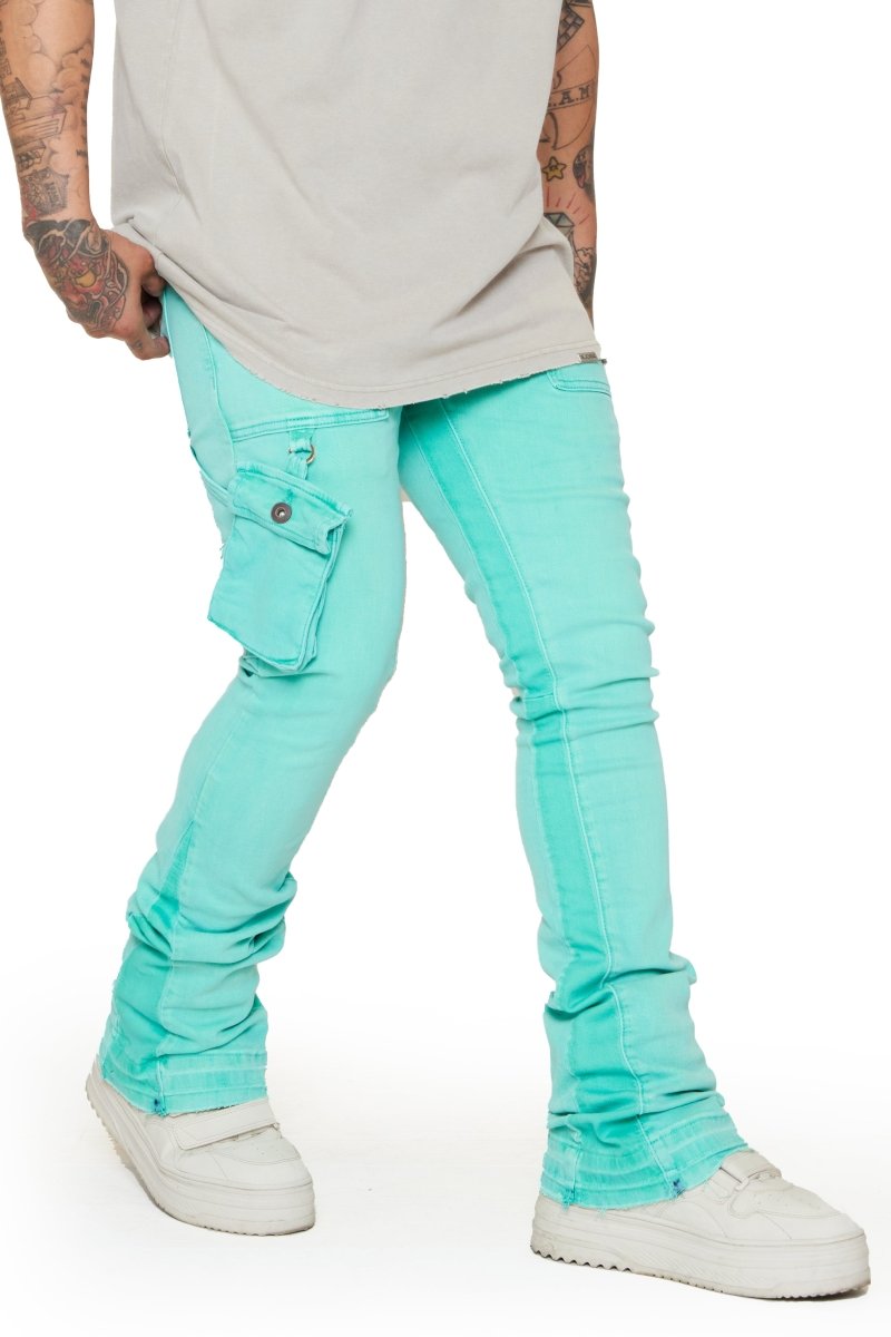 “SMOOTH” STACKED FLARE JEAN ACQUA “SMOOTH” STACKED FLARE JEAN ACQUA
