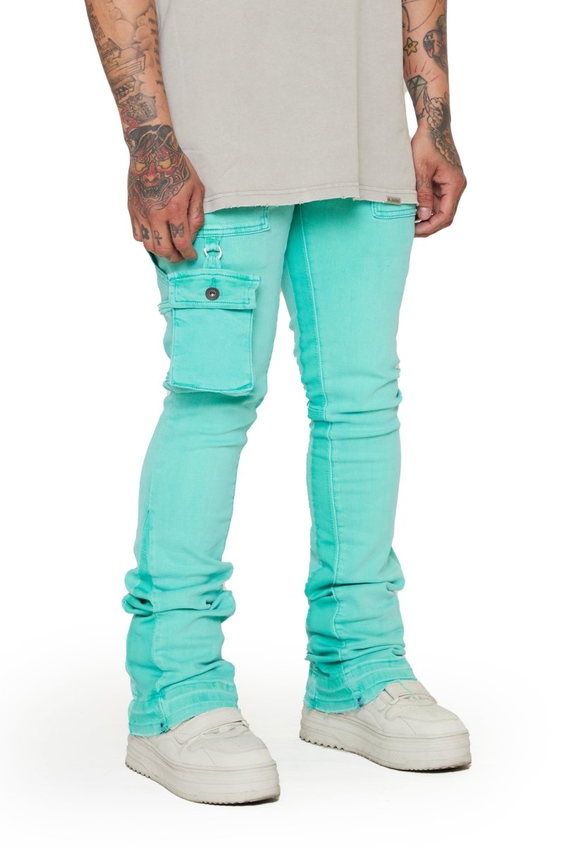 “SMOOTH” STACKED FLARE JEAN ACQUA “SMOOTH” STACKED FLARE JEAN ACQUA