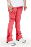 “SMOOTH”  STACKED FLARE JEAN PINK RED “SMOOTH”  STACKED FLARE JEAN PINK RED