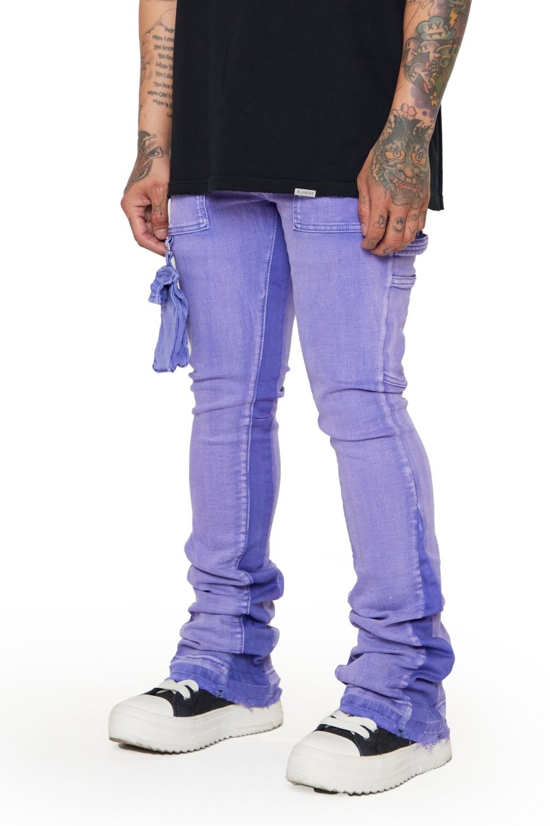 “SMOOTH” STACKED FLARE JEAN PURPLE-BLUE “SMOOTH” STACKED FLARE JEAN PURPLE-BLUE