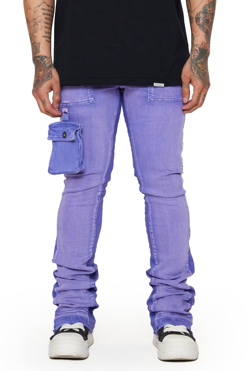 “SMOOTH” STACKED FLARE JEAN PURPLE-BLUE “SMOOTH” STACKED FLARE JEAN PURPLE-BLUE