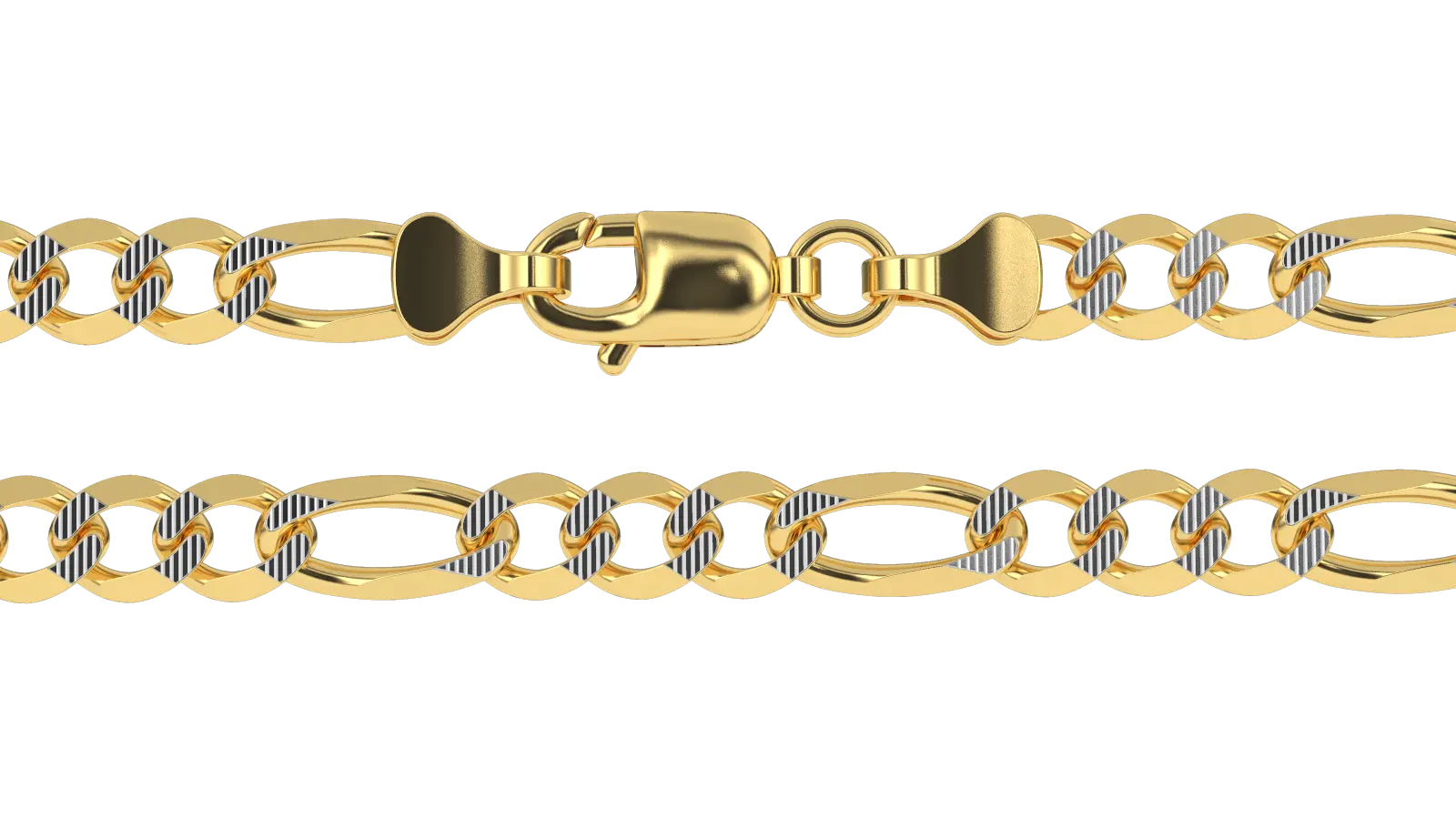 Solid Gold Pave Figaro Chain Solid Gold Pave Figaro Chain