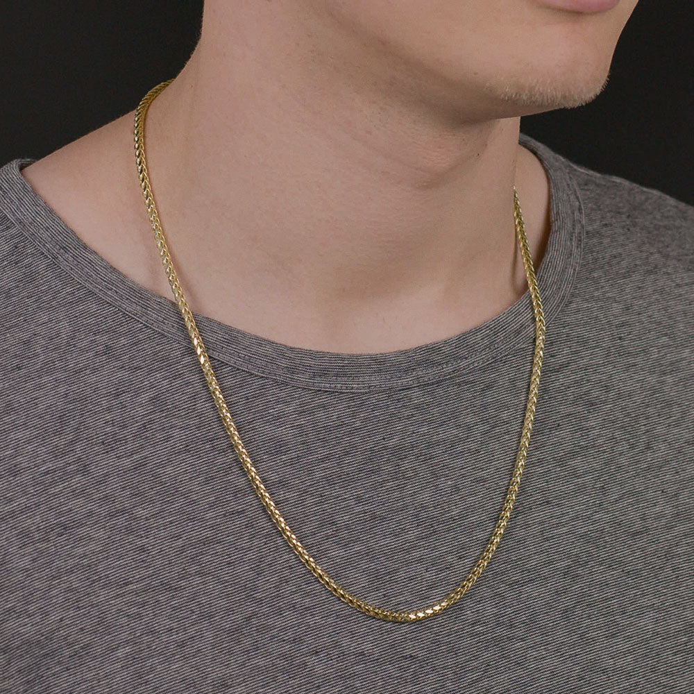 Solid Gold Palm Wheat Franco Chain Hollow Solid Gold Palm Wheat Franco Chain Hollow