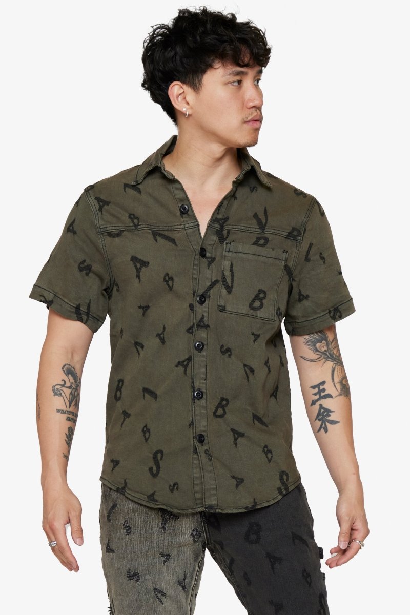 "SOLITARE" DENIM BUTTON UP MATTE BLACK "SOLITARE" DENIM BUTTON UP MATTE BLACK