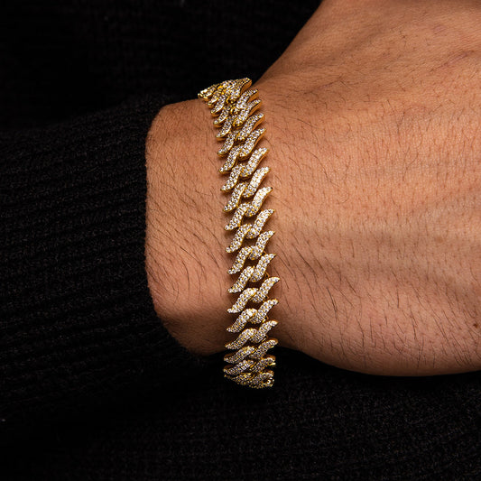 Diamond Spiked Laurel Cuban Bracelet