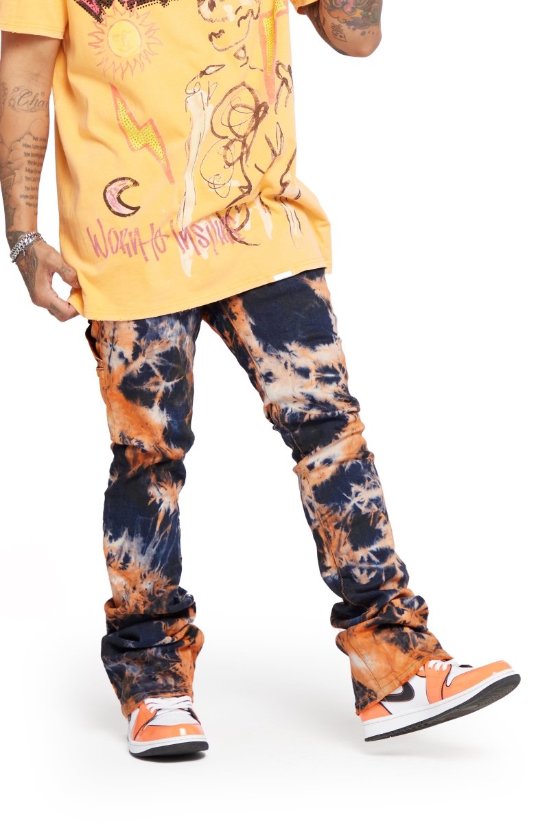 “SPIRAL GALAXY” STACKED FLARE JEAN ARANCIA NERO “SPIRAL GALAXY” STACKED FLARE JEAN ARANCIA NERO