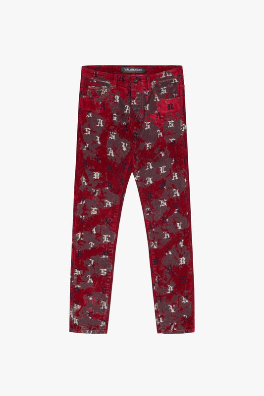 "SPROUT" SKINNY JEAN RED SUEDE