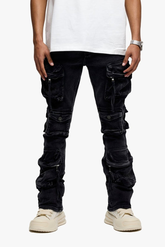 Strike Stacked Flare Jean Black Washed