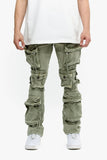 Strike Stacked Flare Jean Green Washed Strike Stacked Flare Jean Green Washed