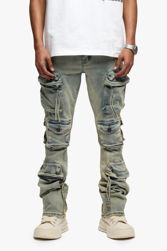 Strike Stacked Flare Jean Light Vintage Blue