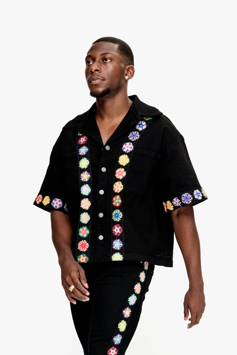 Struggle Cropped Denim Button Down Jet Black Struggle Cropped Denim Button Down Jet Black