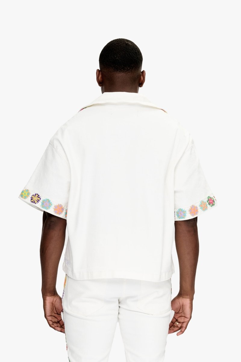 Struggle Cropped Denim Button Down White Struggle Cropped Denim Button Down White