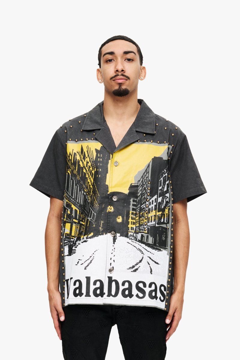 Studded Street Button Up  Vintage Grey Studded Street Button Up  Vintage Grey