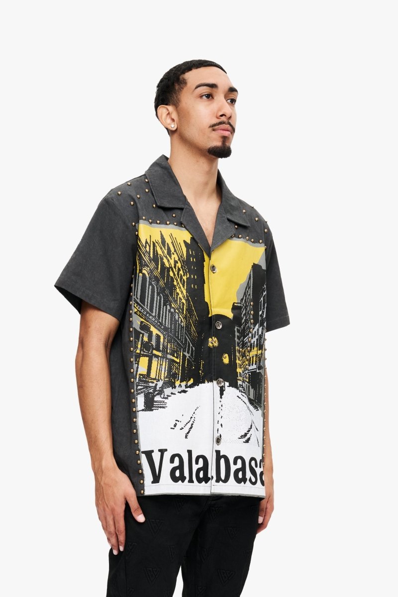 Studded Street Button Up  Vintage Grey Studded Street Button Up  Vintage Grey