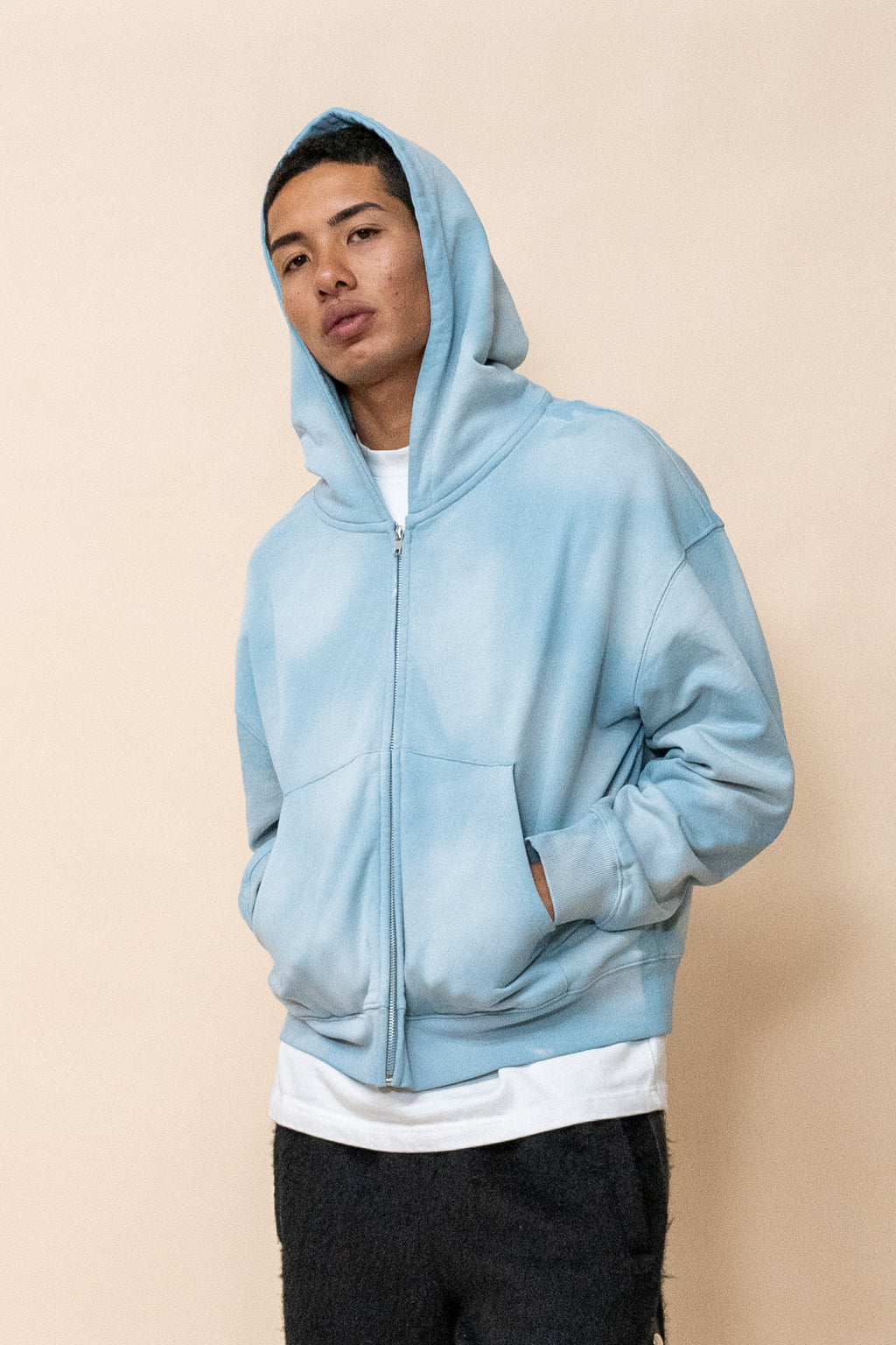 EPTM Sun Faded Cropped Zip Up Hoodie - Sky Blue EPTM Sun Faded Cropped Zip Up Hoodie - Sky Blue