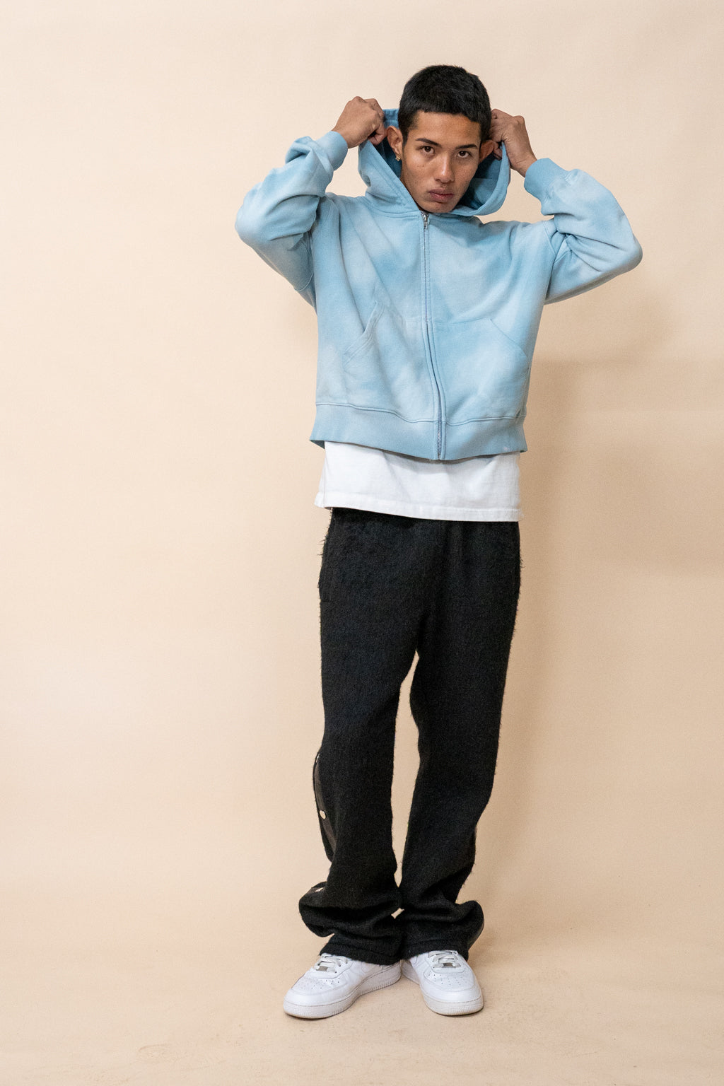 EPTM Sun Faded Cropped Zip Up Hoodie - Sky Blue EPTM Sun Faded Cropped Zip Up Hoodie - Sky Blue