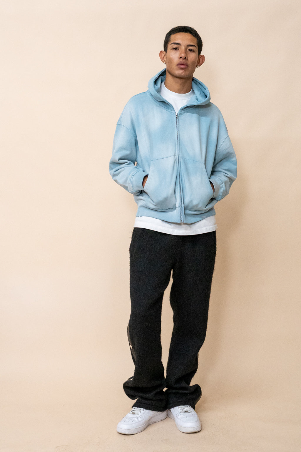 EPTM Sun Faded Cropped Zip Up Hoodie - Sky Blue EPTM Sun Faded Cropped Zip Up Hoodie - Sky Blue