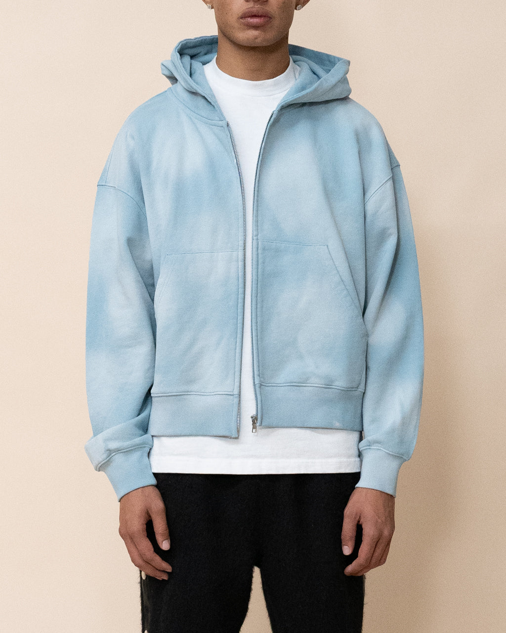 EPTM Sun Faded Cropped Zip Up Hoodie - Sky Blue EPTM Sun Faded Cropped Zip Up Hoodie - Sky Blue