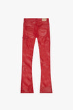 "SUPERIOR WORLD" LEATHER STACKED FLARE JEAN RED "SUPERIOR WORLD" LEATHER STACKED FLARE JEAN RED