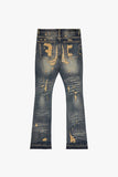 Tearaway Stacked Flare Jean Dark Vintage Washed Tearaway Stacked Flare Jean Dark Vintage Washed