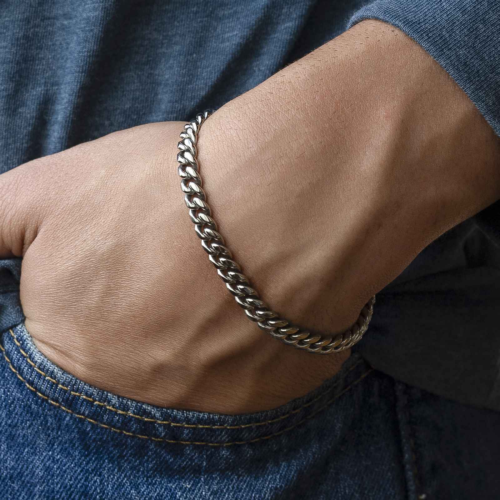 Cuban Link Bracelet (6mm) White Gold Cuban Link Bracelet (6mm) White Gold