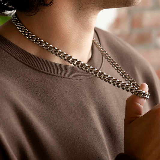 Cuban Link Chain White Gold 10mm