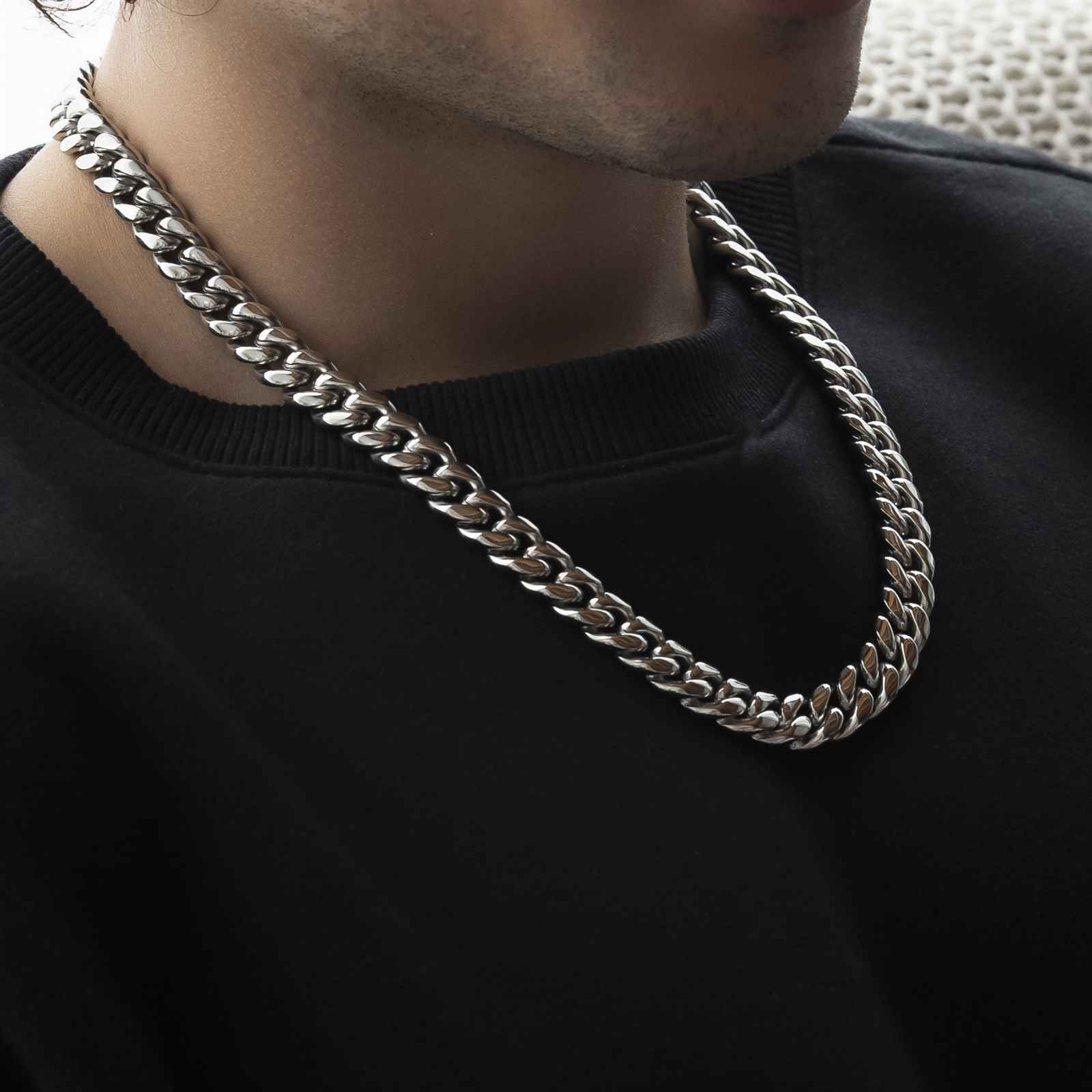 Cuban Link Chain White Gold 12mm Cuban Link Chain White Gold 12mm