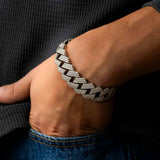 3 Row Diamond Cuban Bracelet White Gold 18mm 3 Row Diamond Cuban Bracelet White Gold 18mm