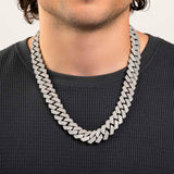 3 Row Diamond Cuban Link Chain White Gold 8mm 3 Row Diamond Cuban Link Chain White Gold 8mm