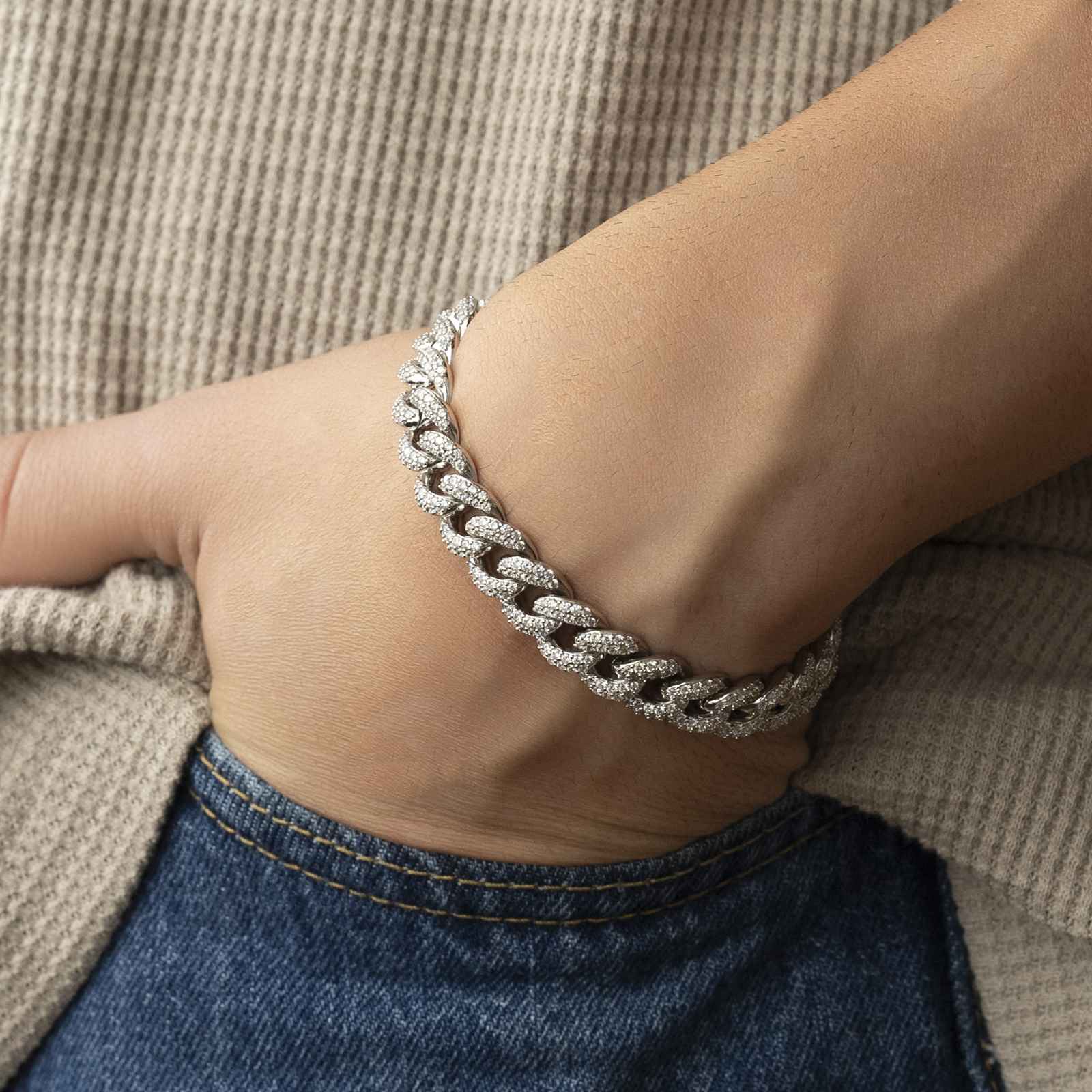 Diamond Cuban Bracelet White Gold 10mm Diamond Cuban Bracelet White Gold 10mm