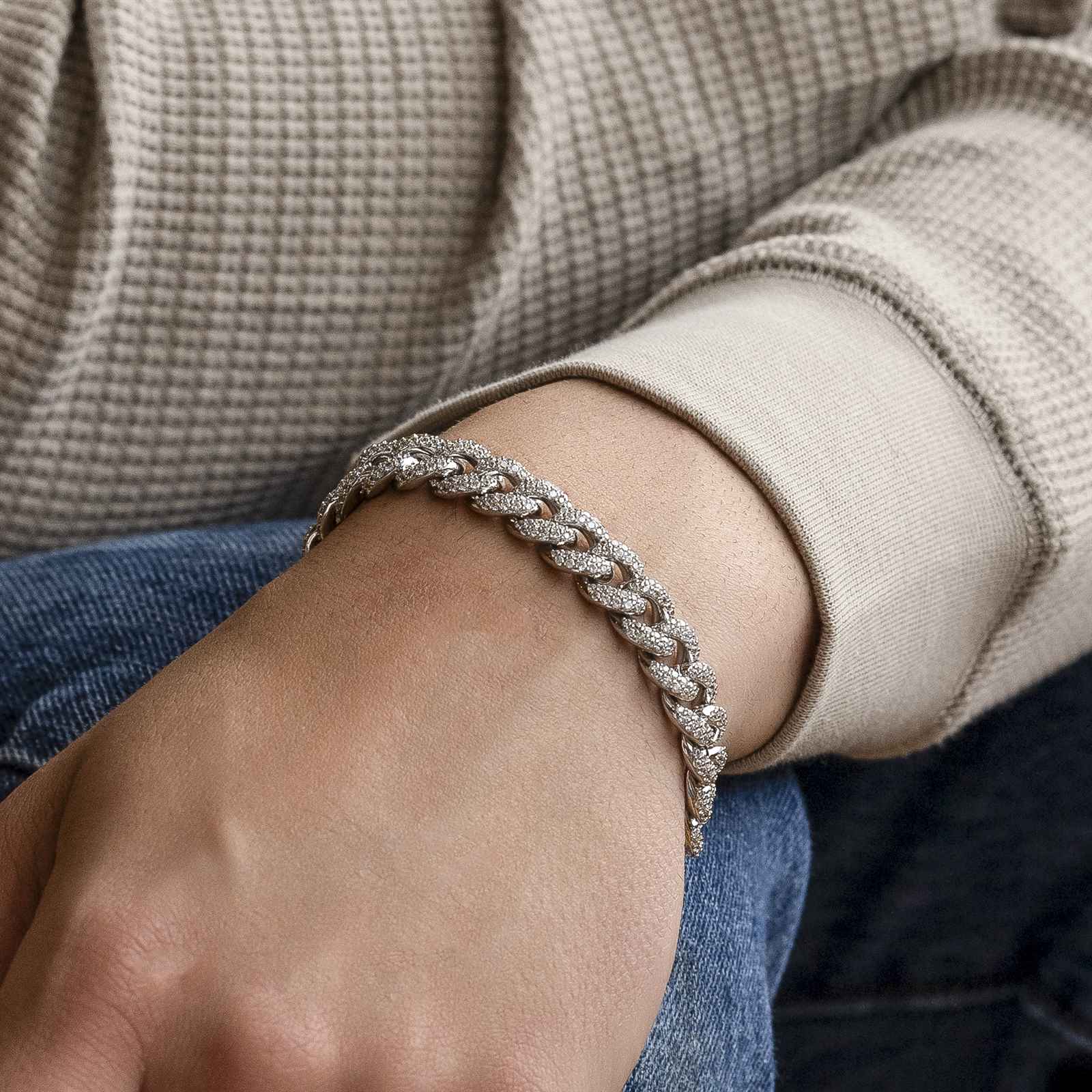 Diamond Cuban Bracelet White Gold 10mm Diamond Cuban Bracelet White Gold 10mm