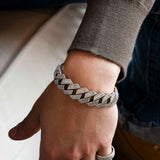 Diamond Baguette Straight Edge Cuban Bracelet 18mm Diamond Baguette Straight Edge Cuban Bracelet 18mm