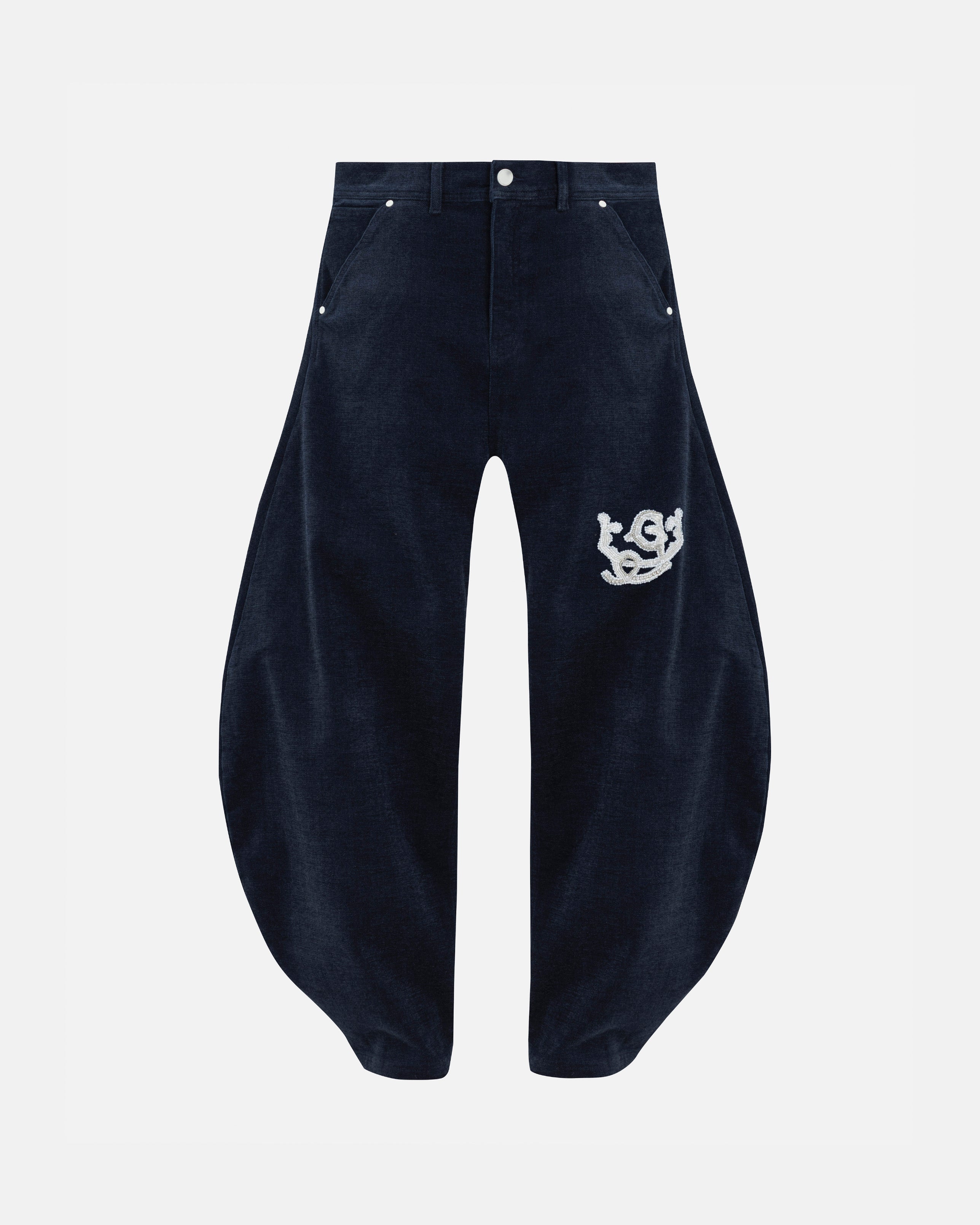 The Path Monogram Barrel Jean Blue The Path Monogram Barrel Jean Blue