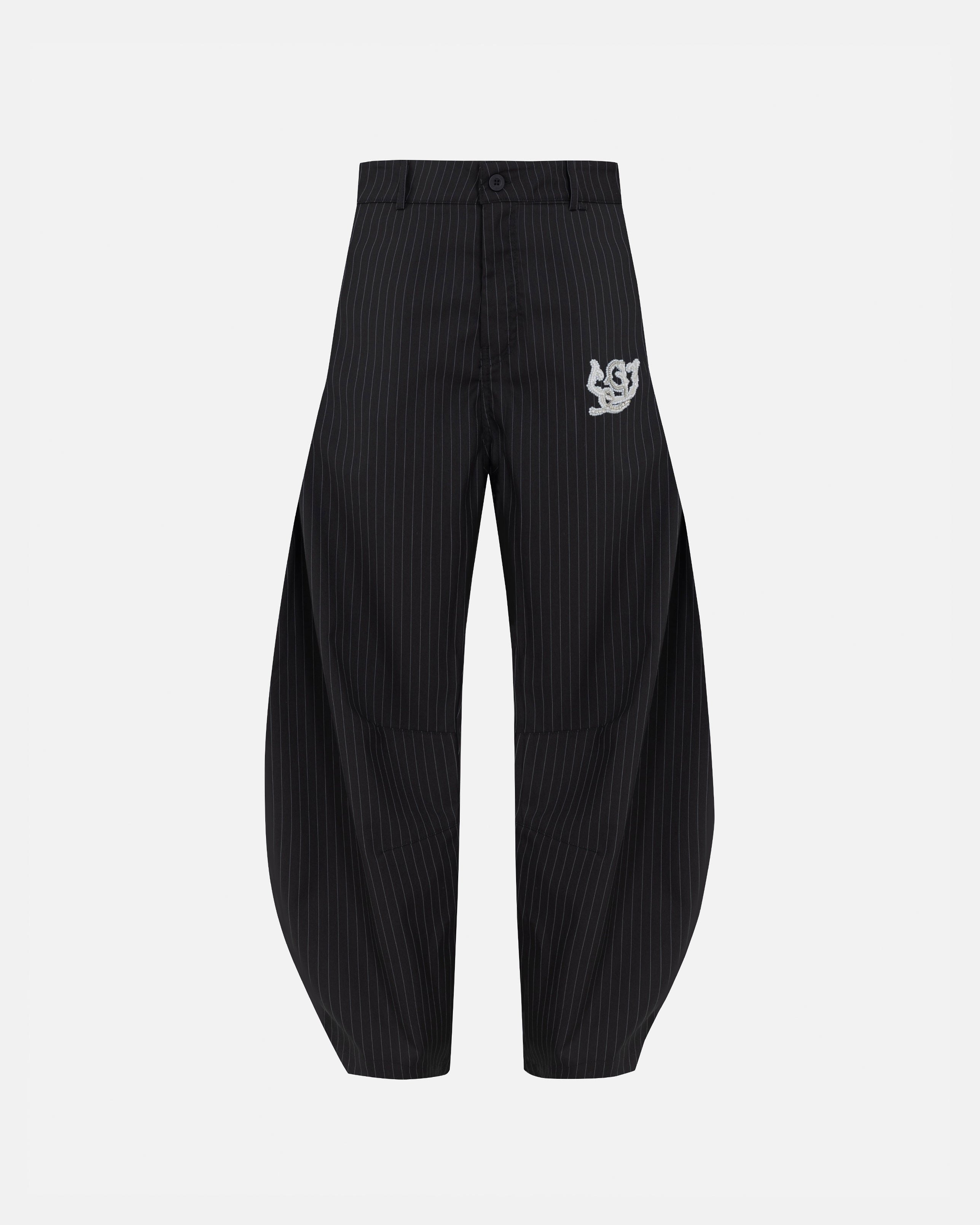 The Path Monogram Barrel Trouser Black / Chalk Line The Path Monogram Barrel Trouser Black / Chalk Line