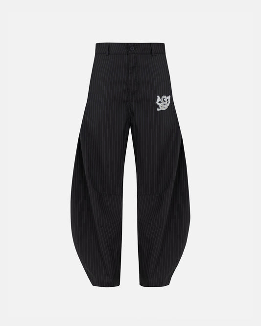 The Path Monogram Barrel Trouser Black / Chalk Line