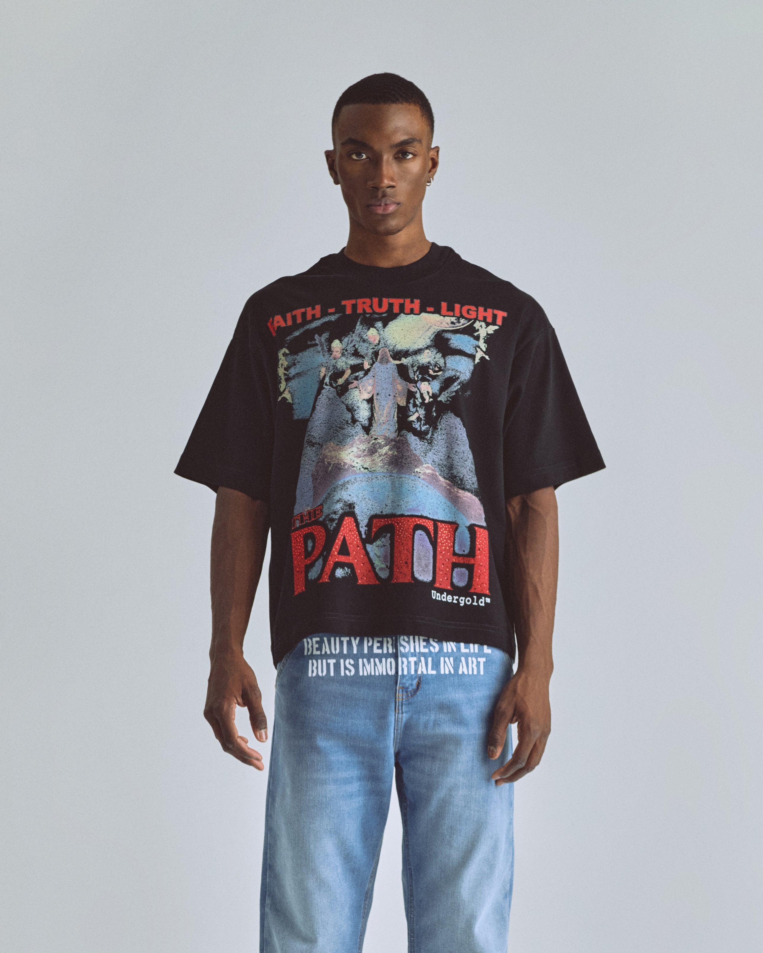 The Path Monogram Boxy Fit Tshirt Black The Path Monogram Boxy Fit Tshirt Black