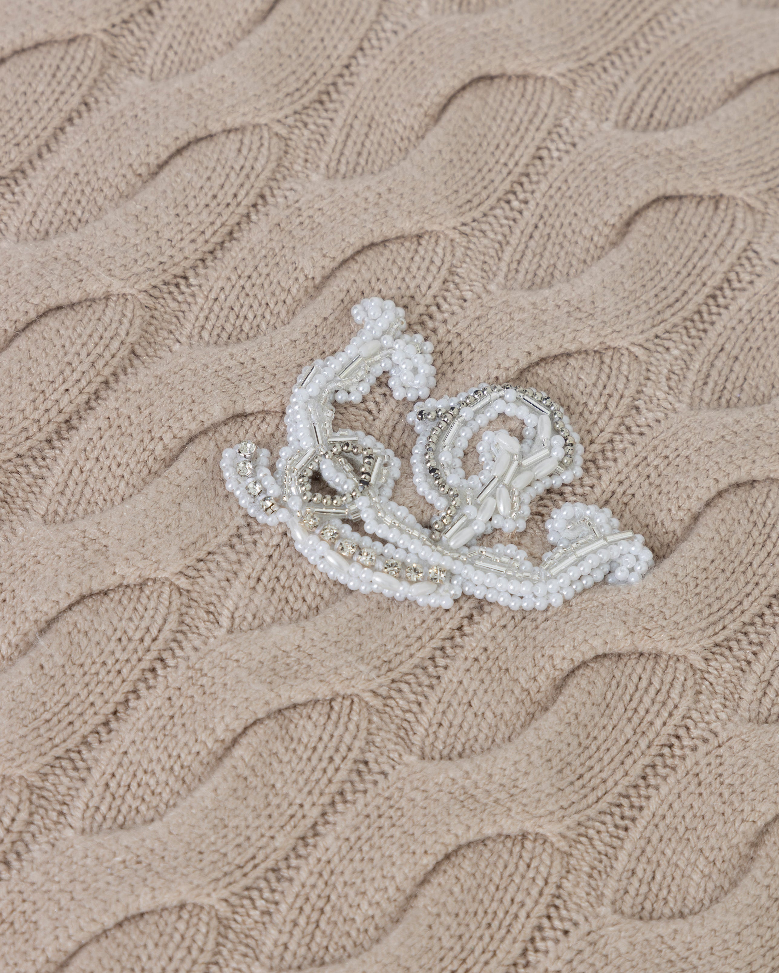 The Path Monogram Cable Knit Crewneck Cream The Path Monogram Cable Knit Crewneck Cream