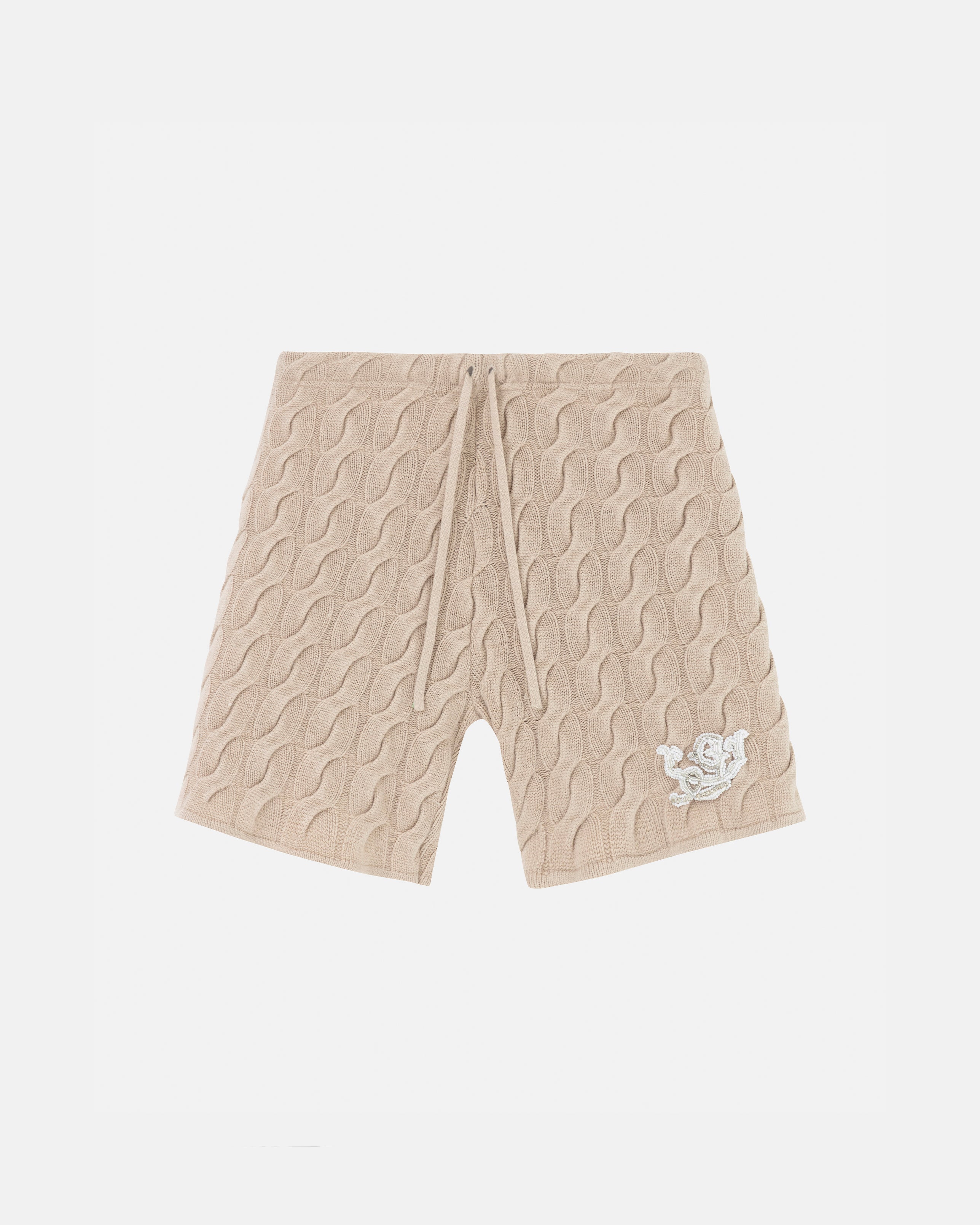 The Path Monogram Cable Knit Short Cream The Path Monogram Cable Knit Short Cream