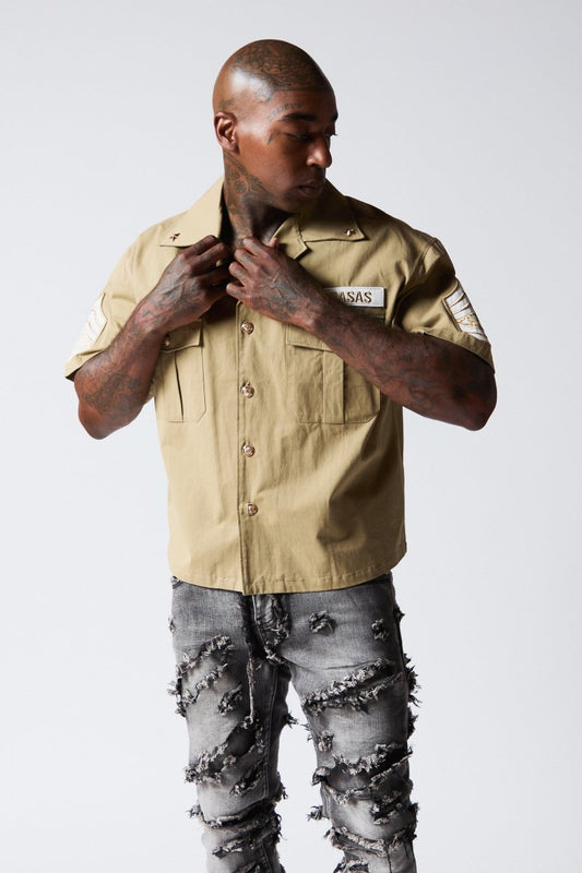 "THE REBEL" BUTTON UP KHAKI