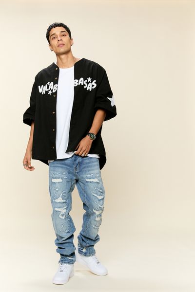 "THRASHED" STRAIGHT DENIM VINTAGE BLUE WASH "THRASHED" STRAIGHT DENIM VINTAGE BLUE WASH