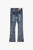 Tire Stacked Flare Jean Blue Washed Tire Stacked Flare Jean Blue Washed