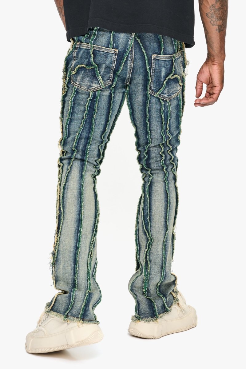 Twisted Stacked Denim Blue Green wash Twisted Stacked Denim Blue Green wash