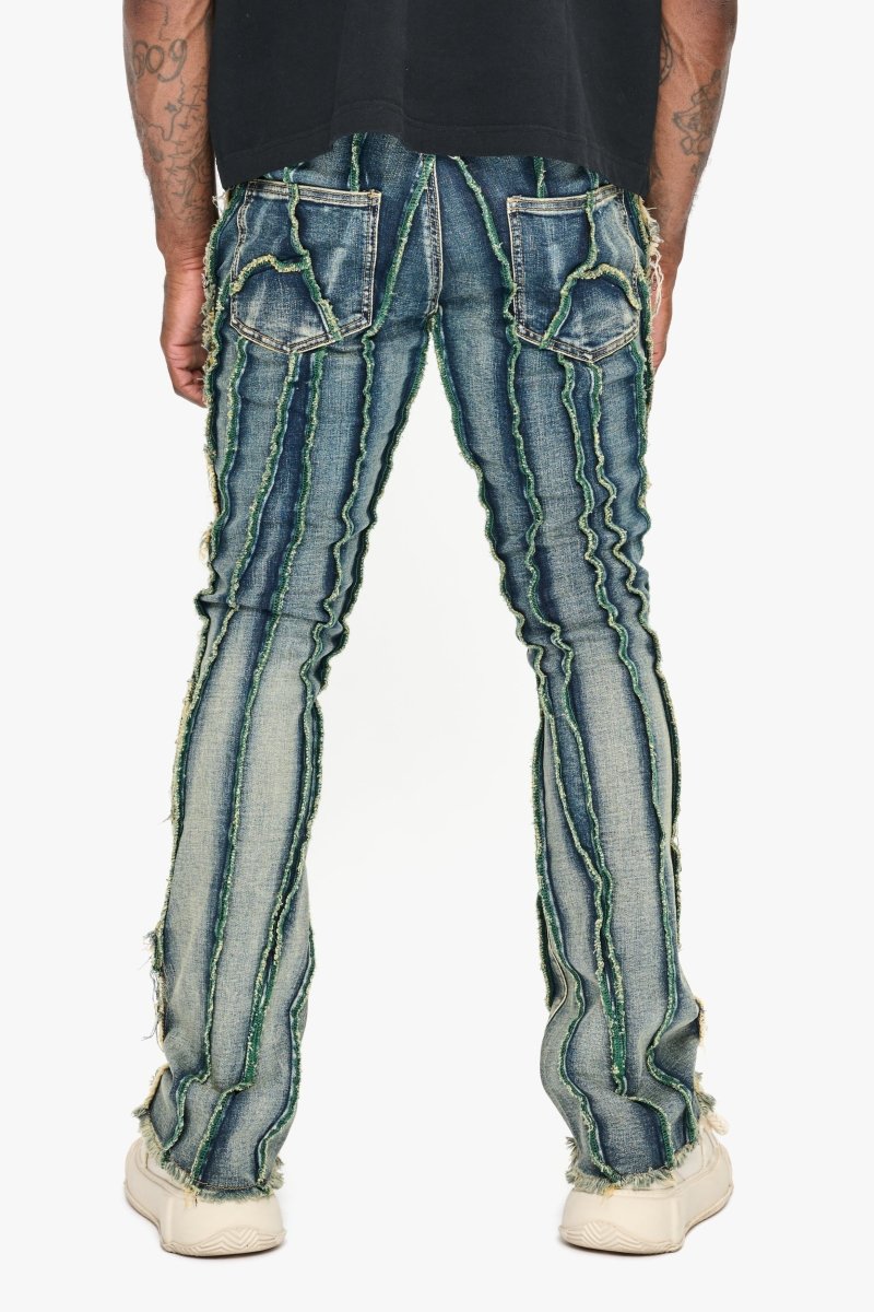 Twisted Stacked Denim Blue Green wash Twisted Stacked Denim Blue Green wash