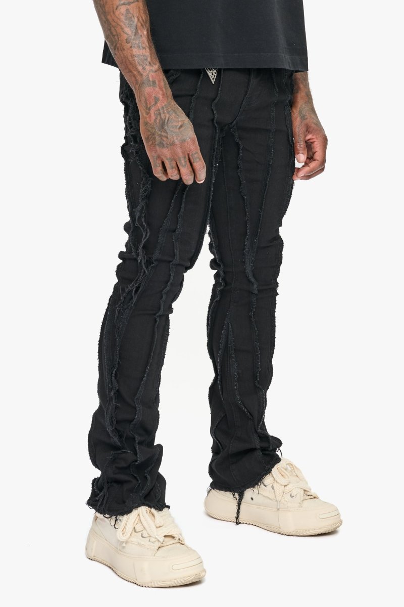Twisted Stacked Denim Jeans Black Twisted Stacked Denim Jeans Black