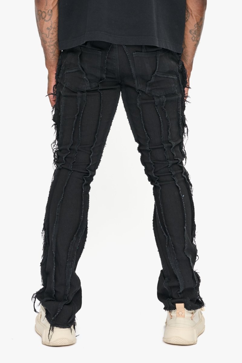 Twisted Stacked Denim Jeans Black Twisted Stacked Denim Jeans Black