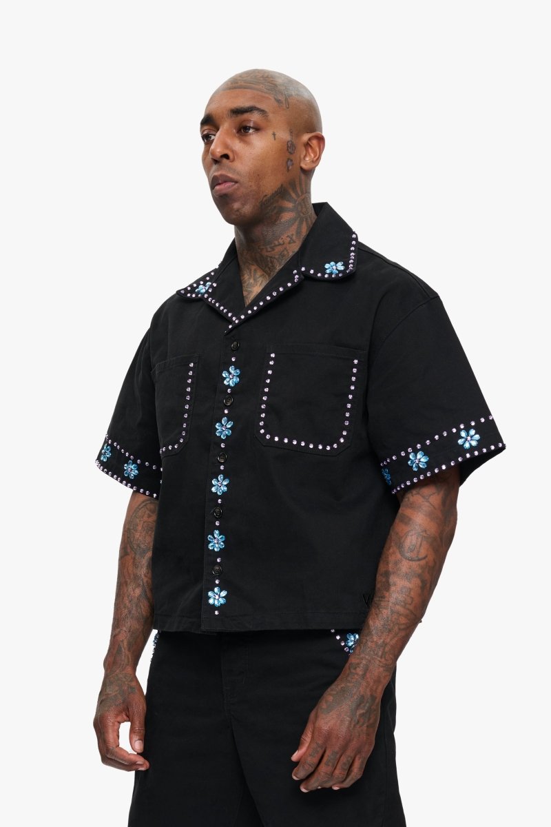 Under Pressure Cropped Button Down Black Under Pressure Cropped Button Down Black