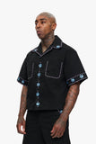 Under Pressure Cropped Button Down Black Under Pressure Cropped Button Down Black