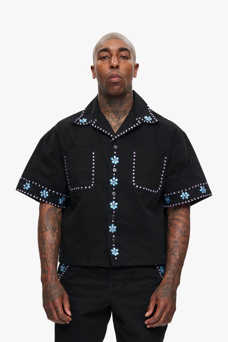 Under Pressure Cropped Button Down Black Under Pressure Cropped Button Down Black