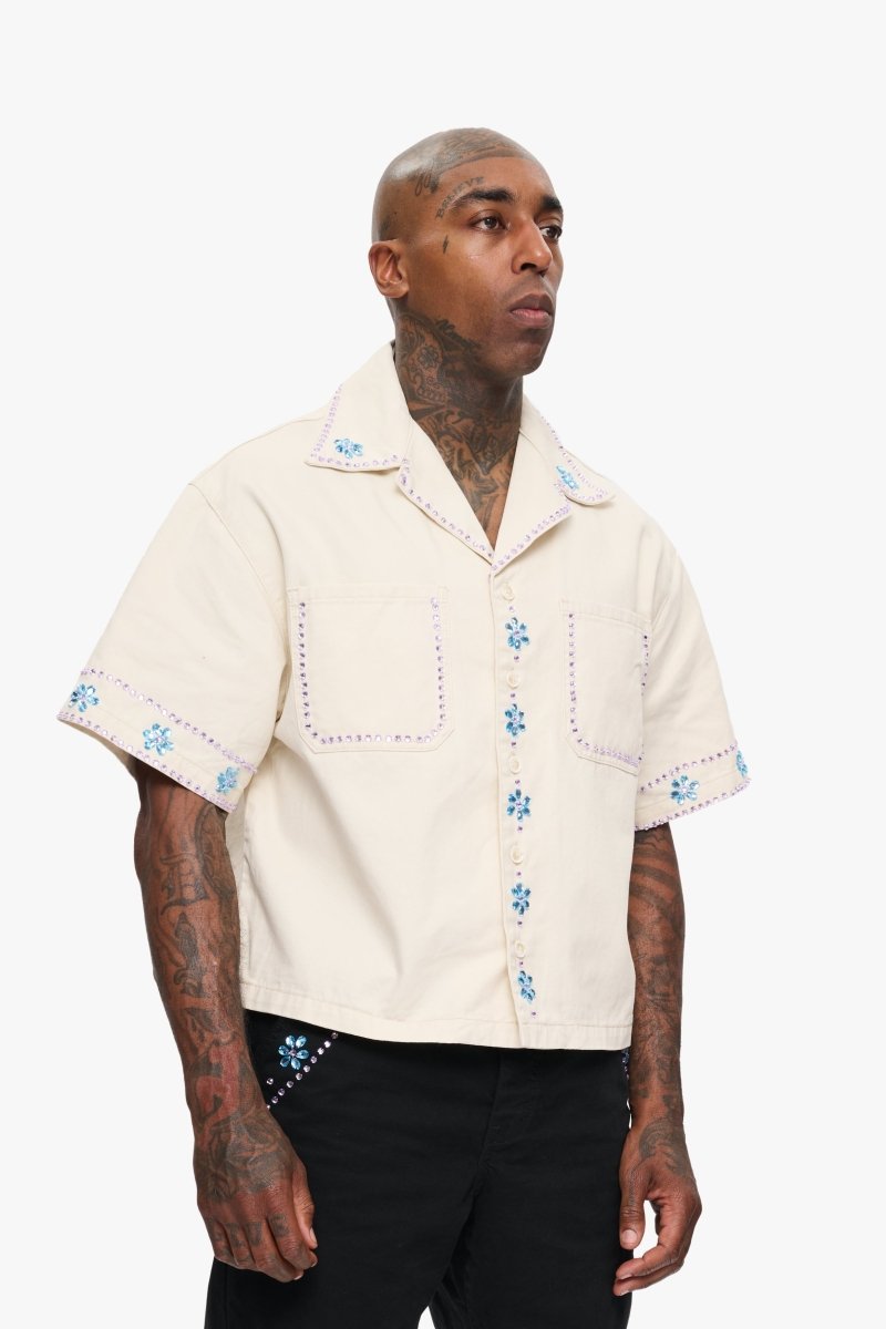 Under Pressure Cropped Button Down Cream Under Pressure Cropped Button Down Cream