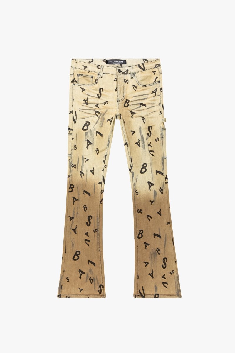 “V-SCRABBLE”  STACKED FLARE JEAN CHAMOIS “V-SCRABBLE”  STACKED FLARE JEAN CHAMOIS